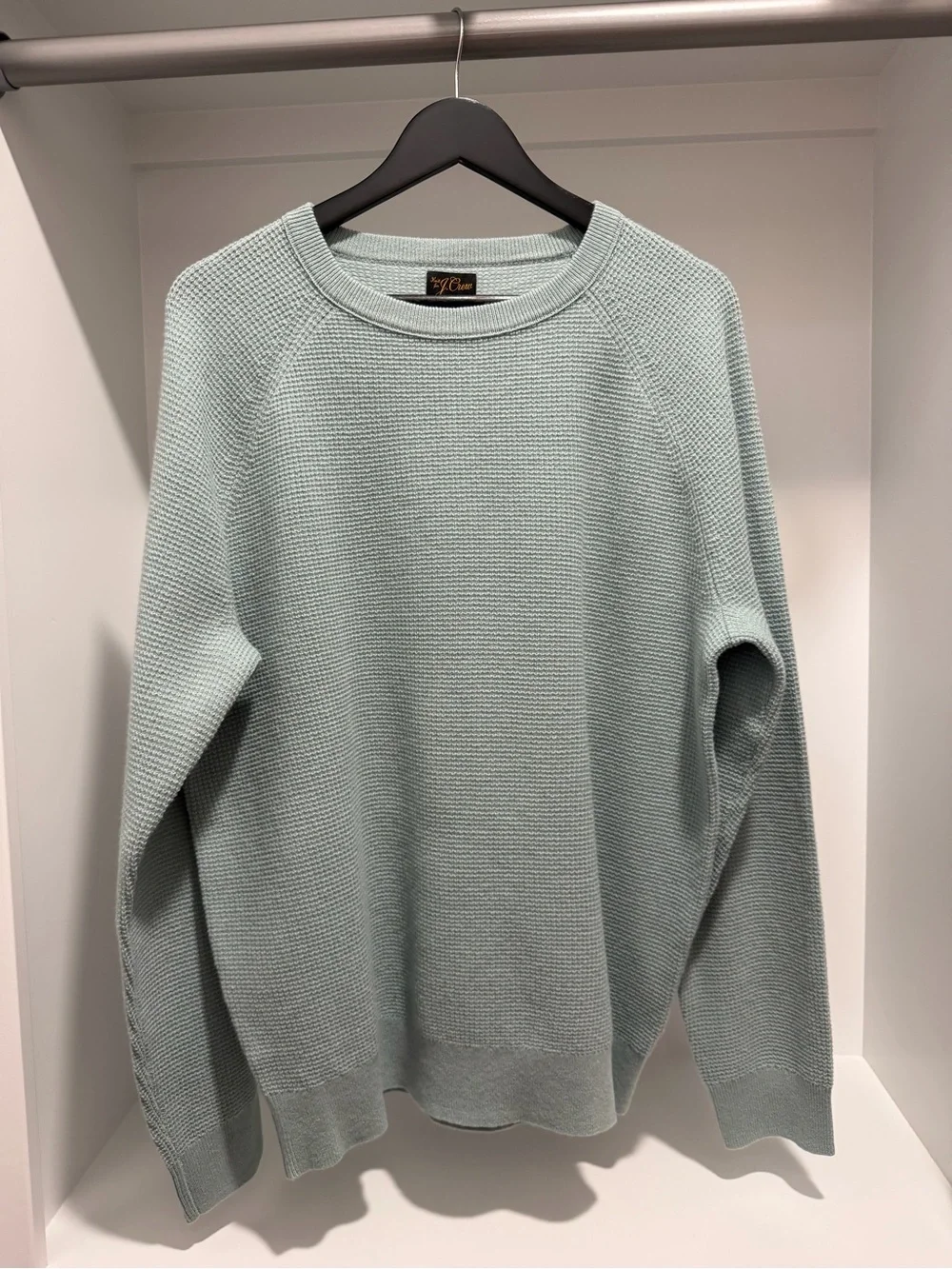 NEW J. Crew 100% Cashmere Waffle Knit pullover sweater Large CB577 Light Celadon